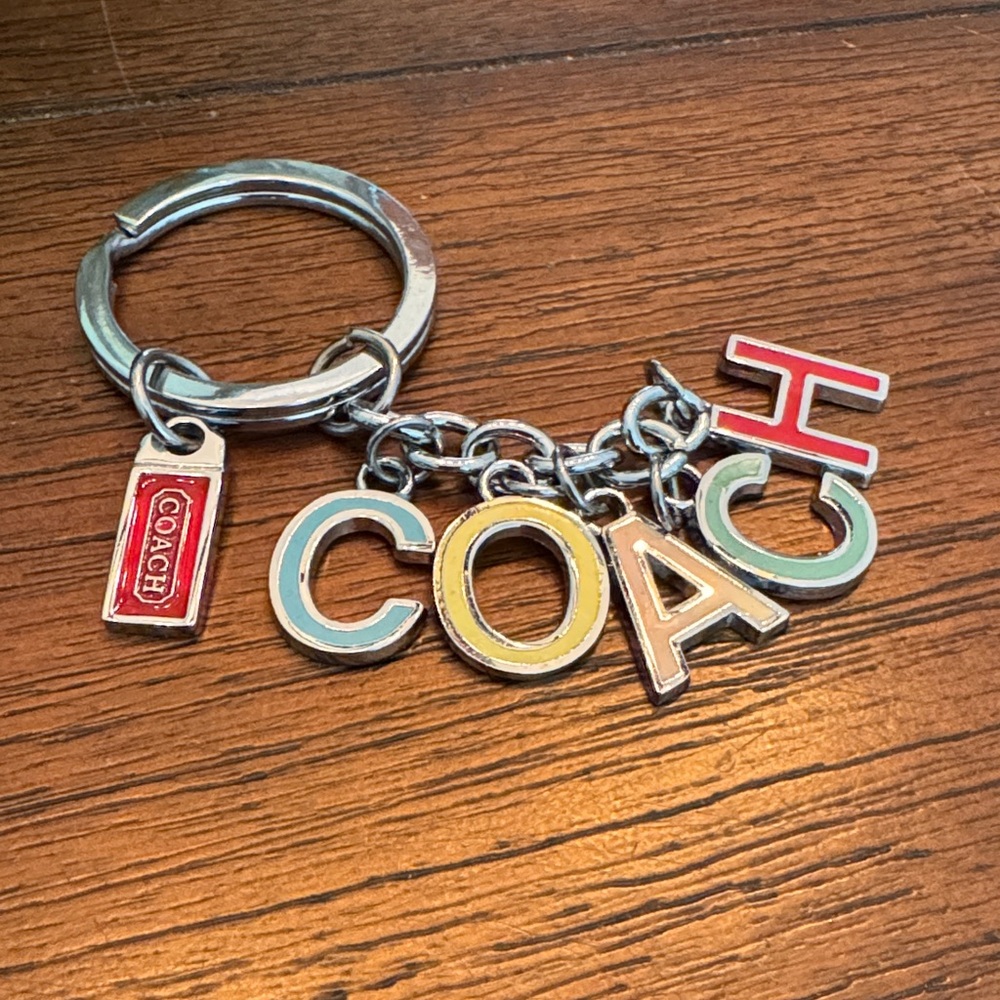 Coach Silver Multicolor Letter Keychain